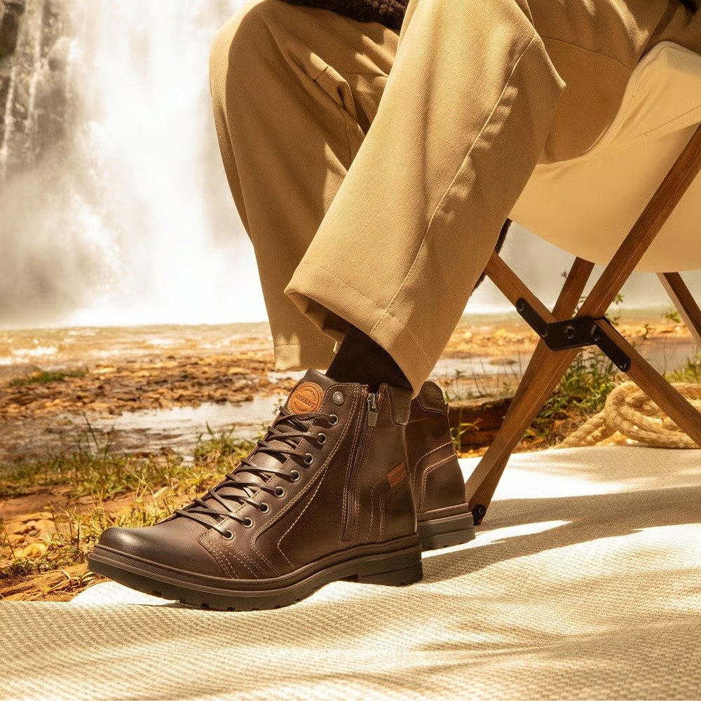 COTURNO FREEWAY MASCULINO EM COURO CASUAL ABSOLUTX 7105 CHOCOLATE Marrom 4