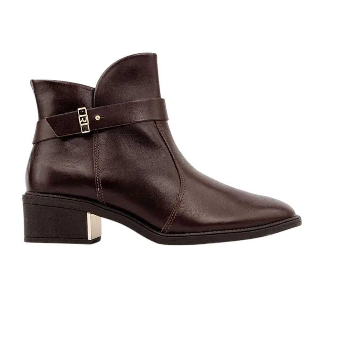 BOTA RAMARIM FEMININA EM COURO CASUAL 25-65103 CAFE