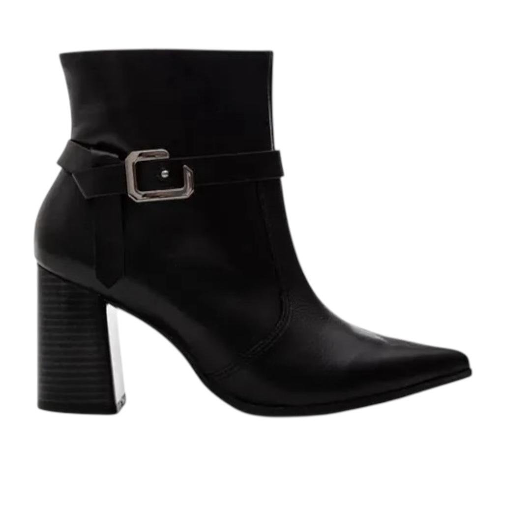 BOTA RAMARIM FEMININA EM COURO CASUAL 25-68103 PRETO