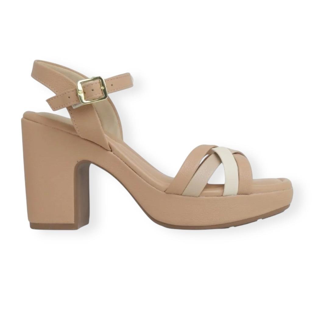SANDALIA MODARE FEMININA SALTO ALTO CASUAL 7203.102 NUDE