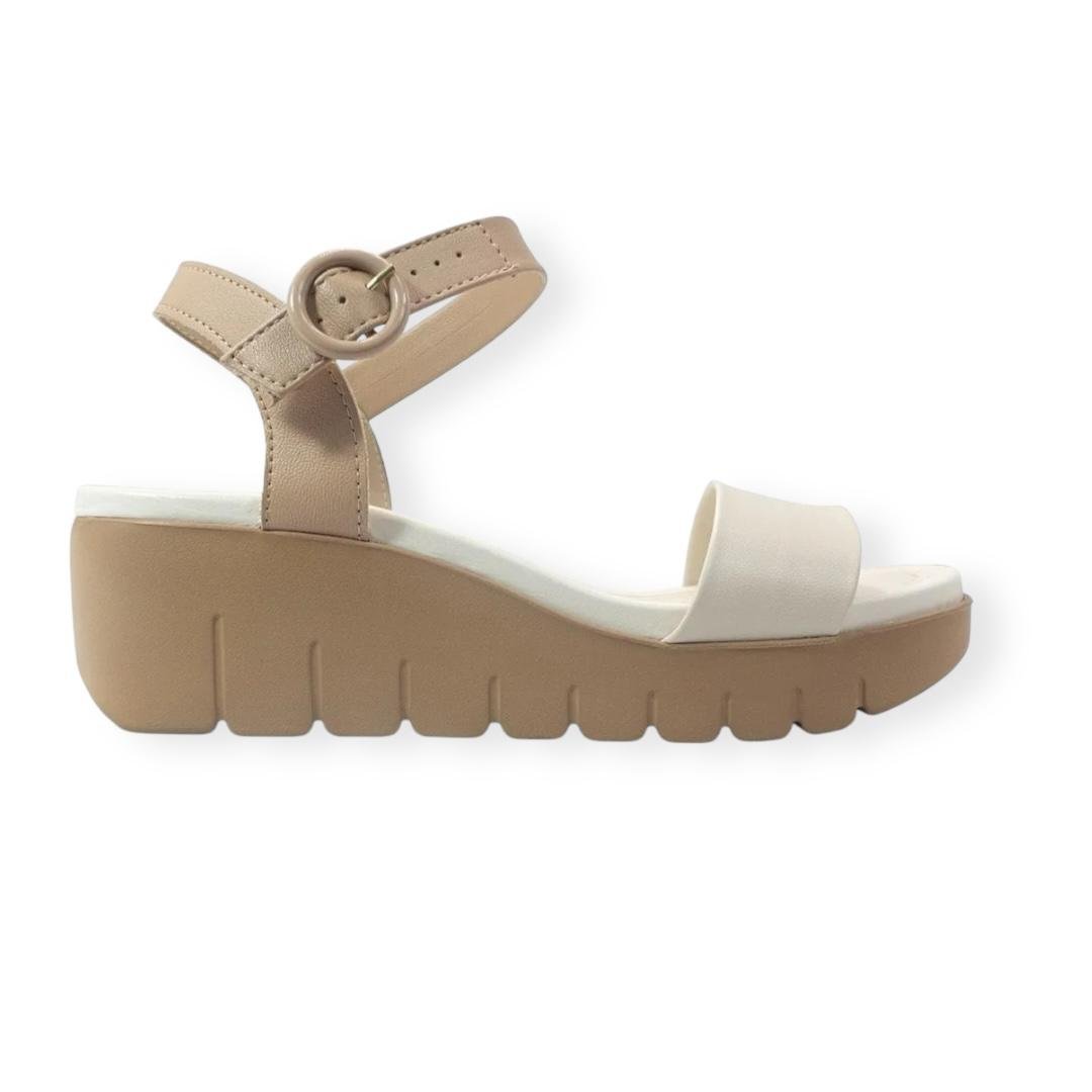 SANDALIA MOLECA FEMININA SALTO ANABELA CASUAL 5536.100 OFF WHITE