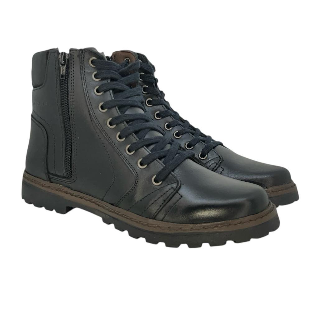 COTURNO FOOT CARE MASCULINO EM COURO CASUAL 6015-01 PRETO Preto 2