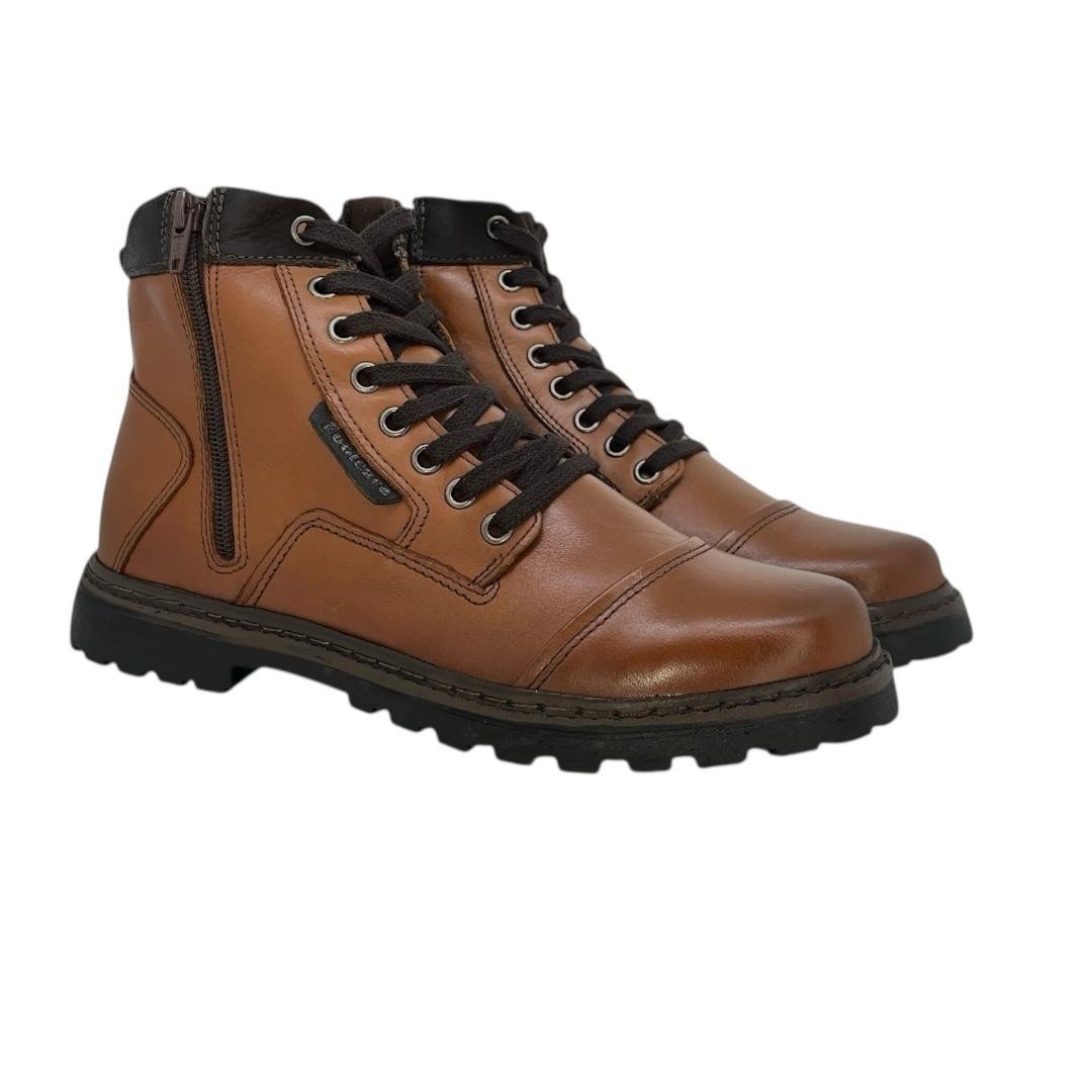 COTURNO FOOT CARE MASCULINO EM COURO CASUAL 6017-01 CARAMELO Marrom 2