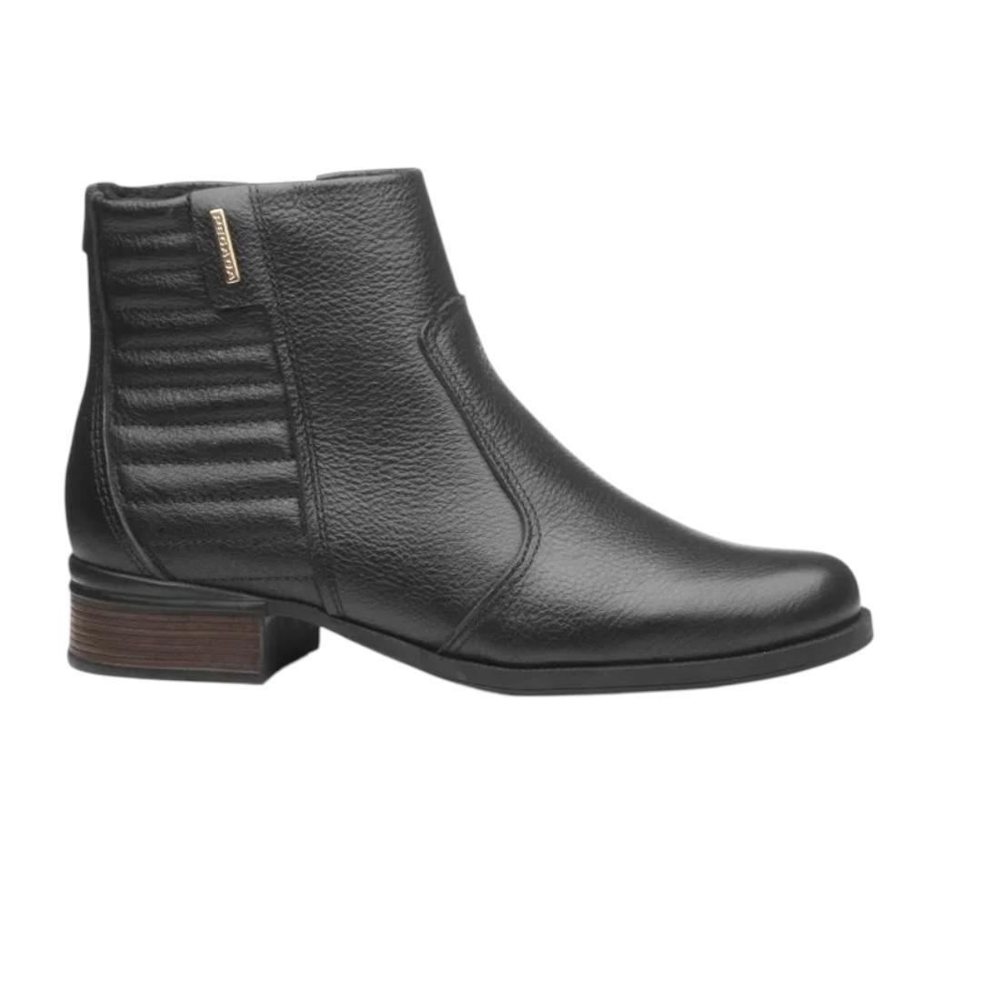 BOTA PEGADA FEMININA EM COURO CASUAL 282008-05 PRETO