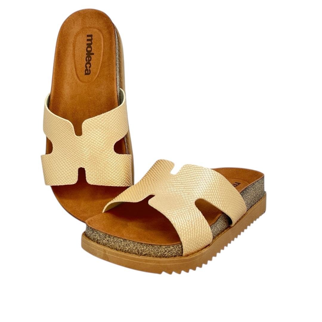 TAMANCO MOLECA FEMININO FLATFORM TRATORADO 5500.100 MARROM Dourado 3