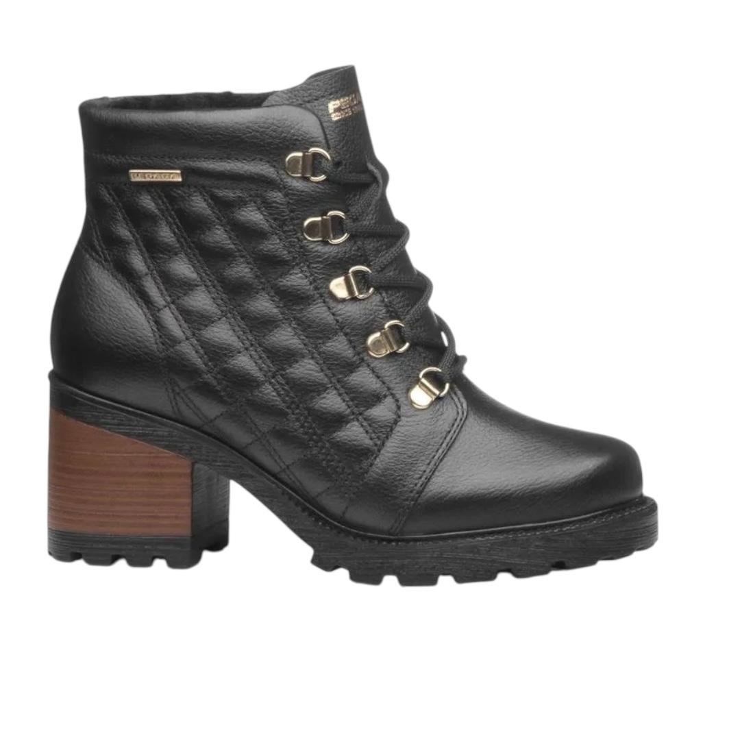 COTURNO PEGADA FEMININO EM COURO CASUAL 281308-05 PRETO