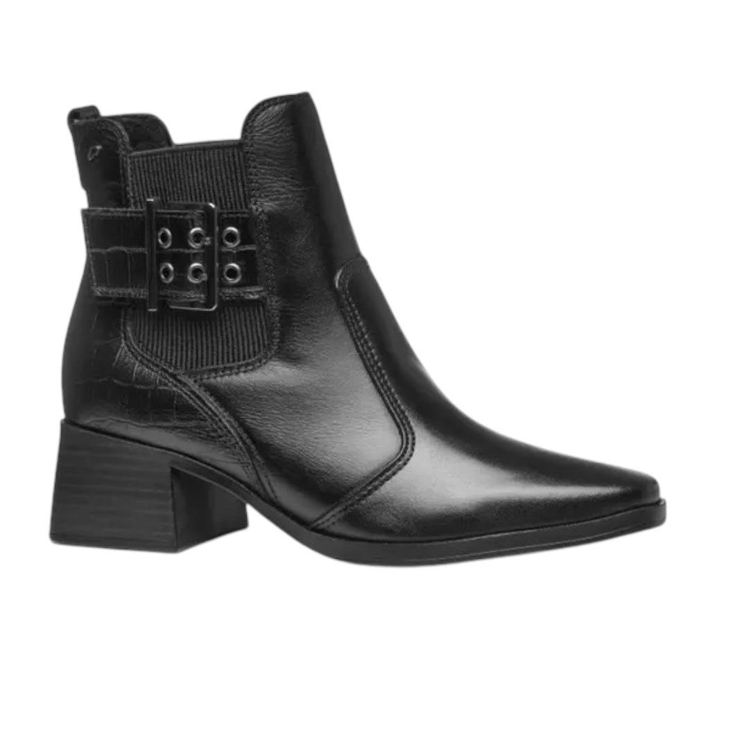 BOTA PEGADA FEMININA EM COURO CASUAL 282351-05 PRETO