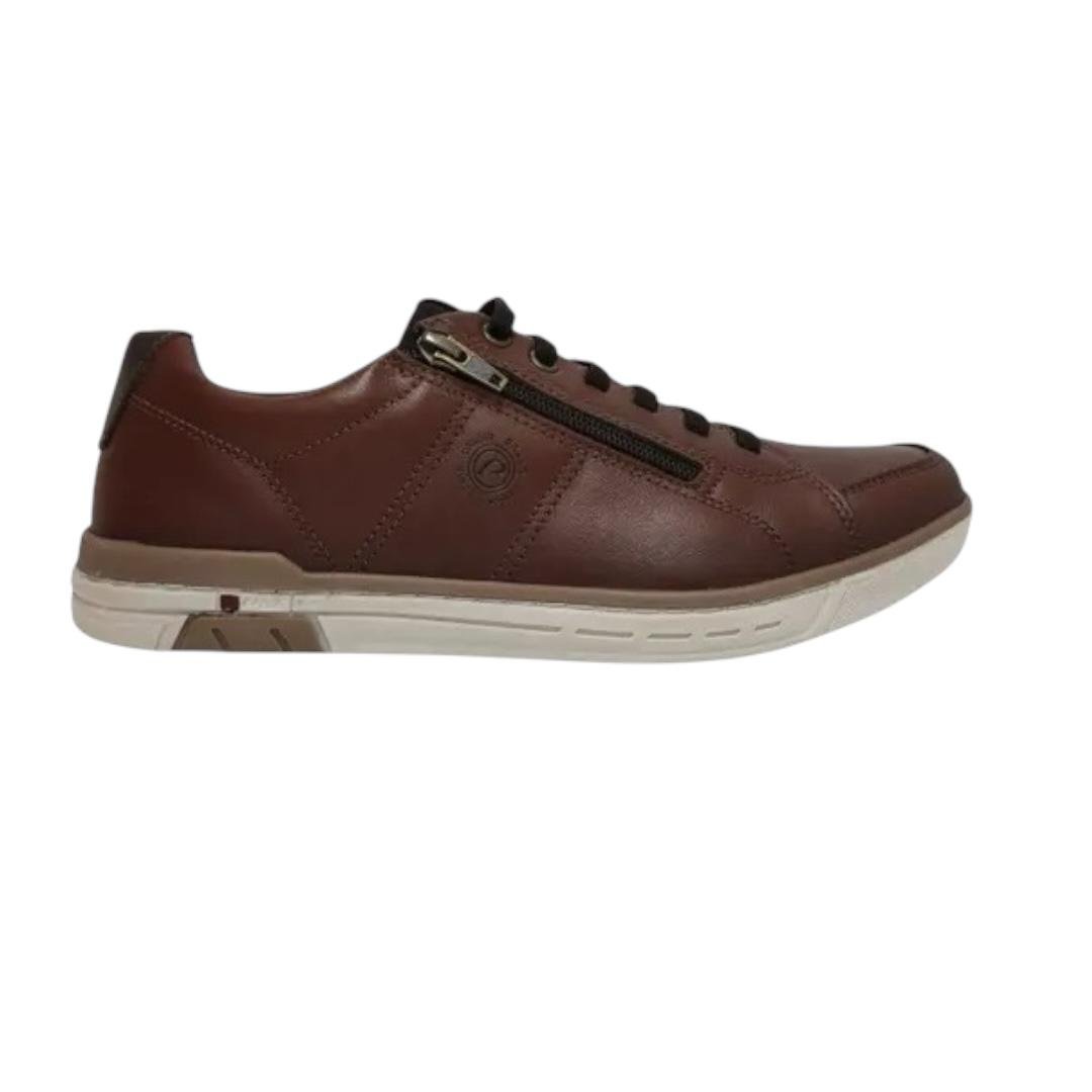 SAPATENIS PEGADA MASCULINO EM COURO CASUAL 119313-02 MARROM