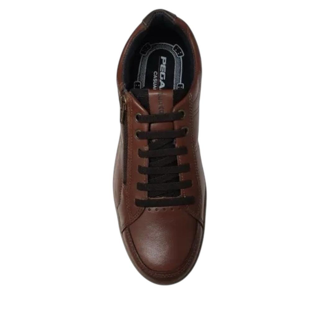 SAPATENIS PEGADA MASCULINO EM COURO CASUAL 119313-02 MARROM Marrom 3