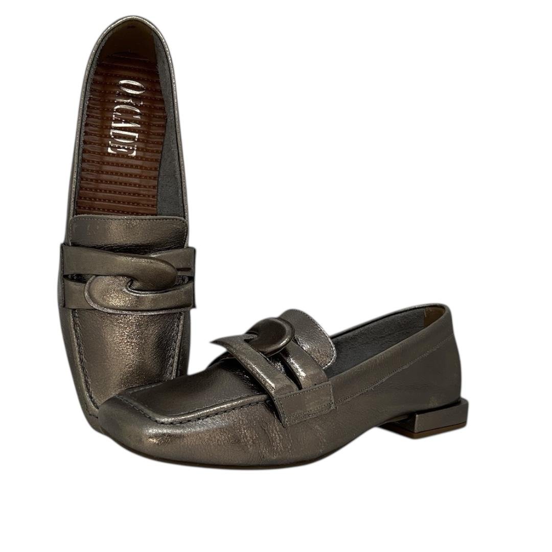 SAPATO ORCADE FEMININO MOCASSIM LOAFER EM COURO CASUAL 099214 PRATA Prata Velho 3
