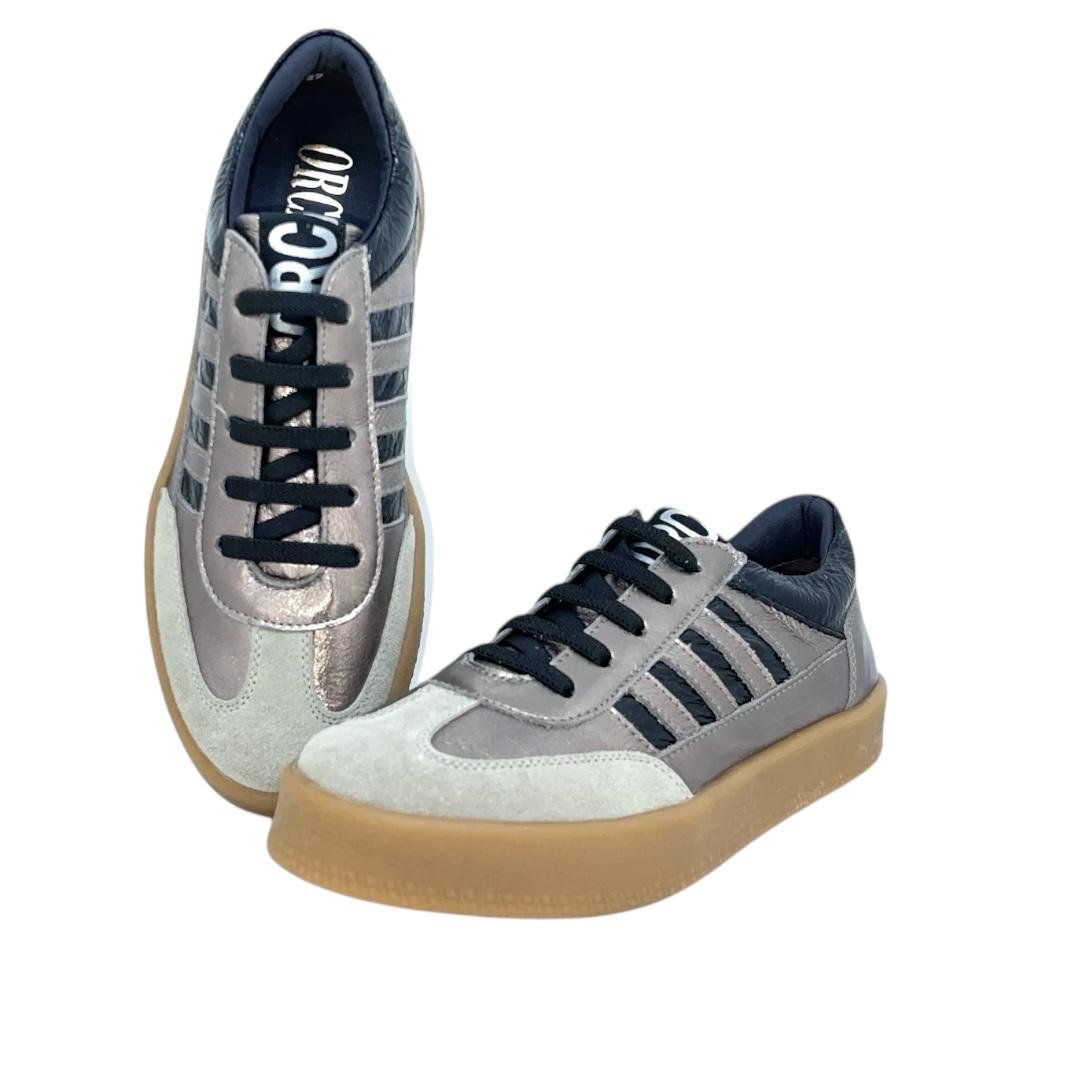 TENIS ORCADE FEMININO FLATFORM EM COURO CASUAL 089305 PRATA Prata Velho 3