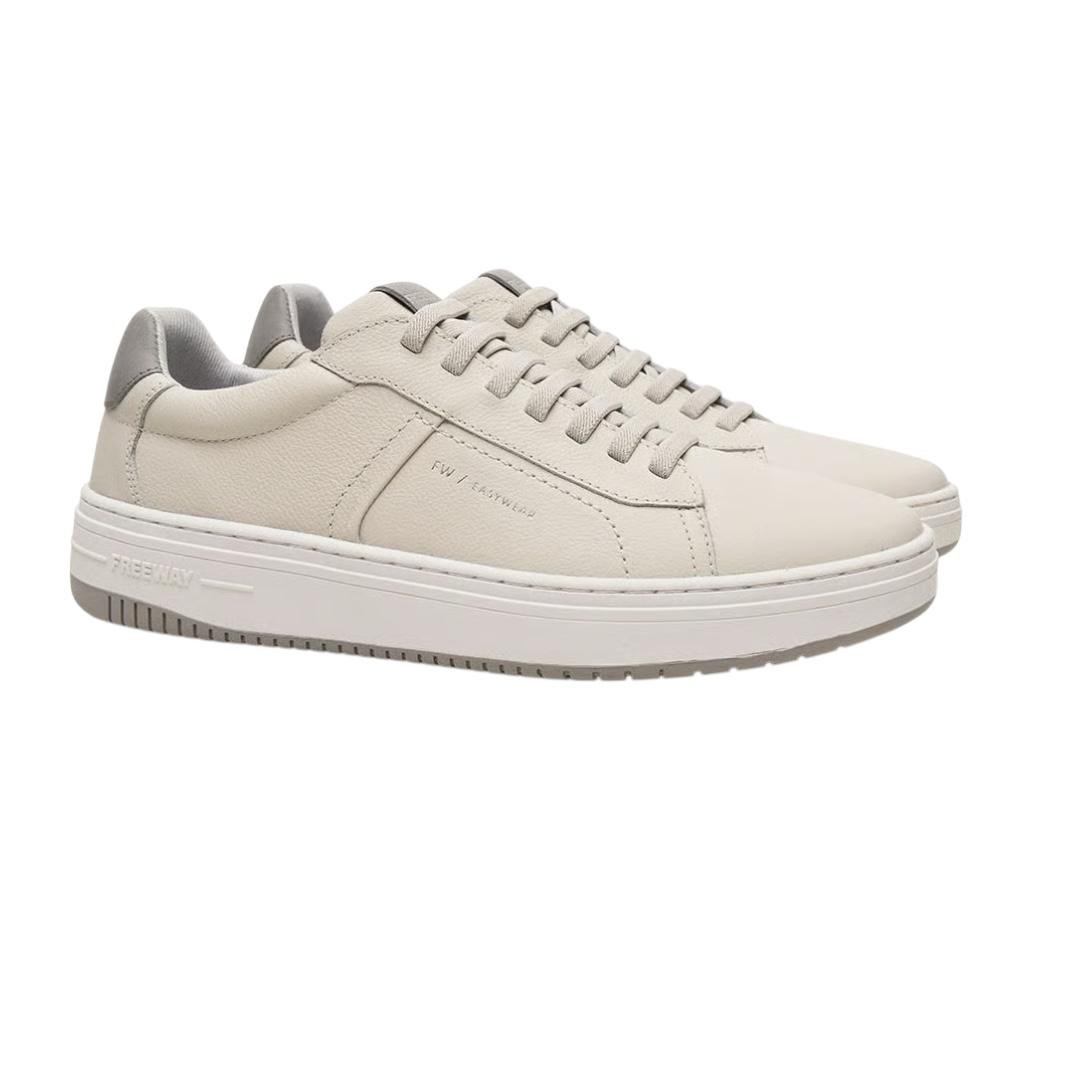 SAPATENIS FREEWAY MASCULINO EM COURO CASUAL EVO02 4077 OFF WHITE Bege 2
