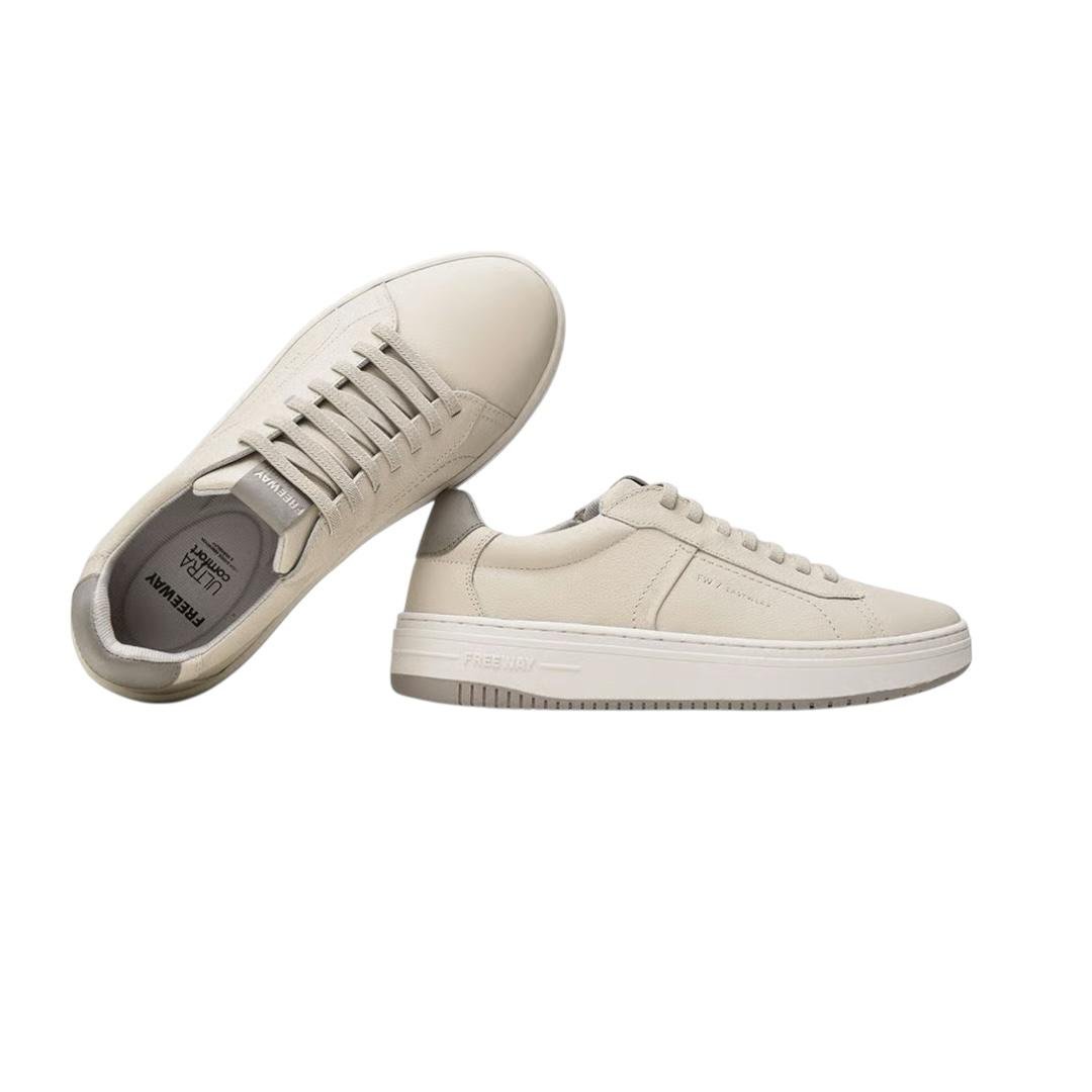 SAPATENIS FREEWAY MASCULINO EM COURO CASUAL EVO02 4077 OFF WHITE Bege 3