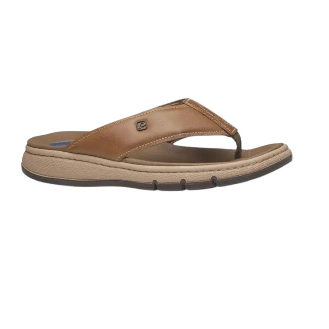 CHINELO PEGADA MASCULINO EM COURO CASUAL 134305-02 CARAMELO