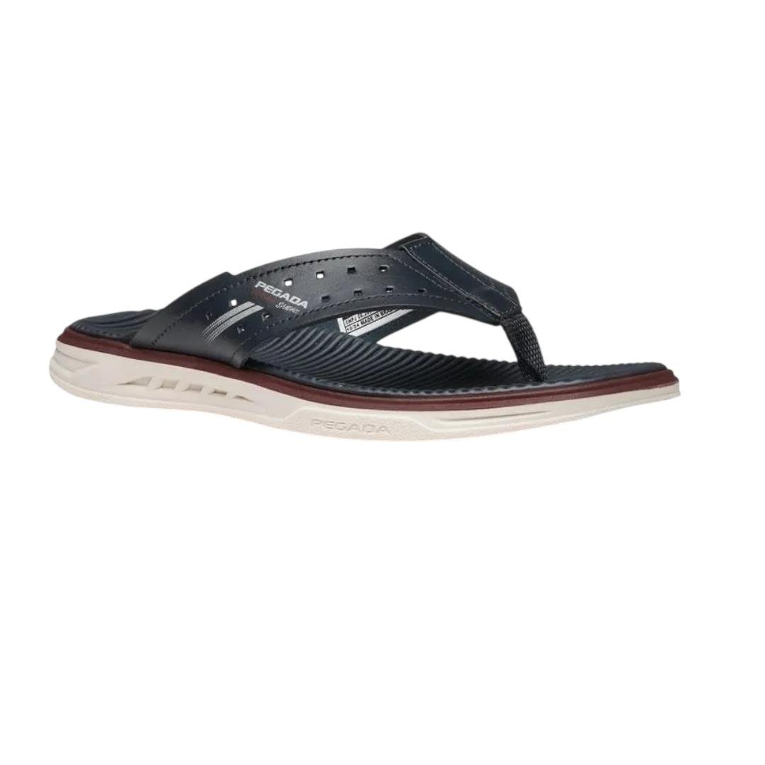 CHINELO PEGADA MASCULINO EM COURO CASUAL 134652-04 MARINHO Preto 2