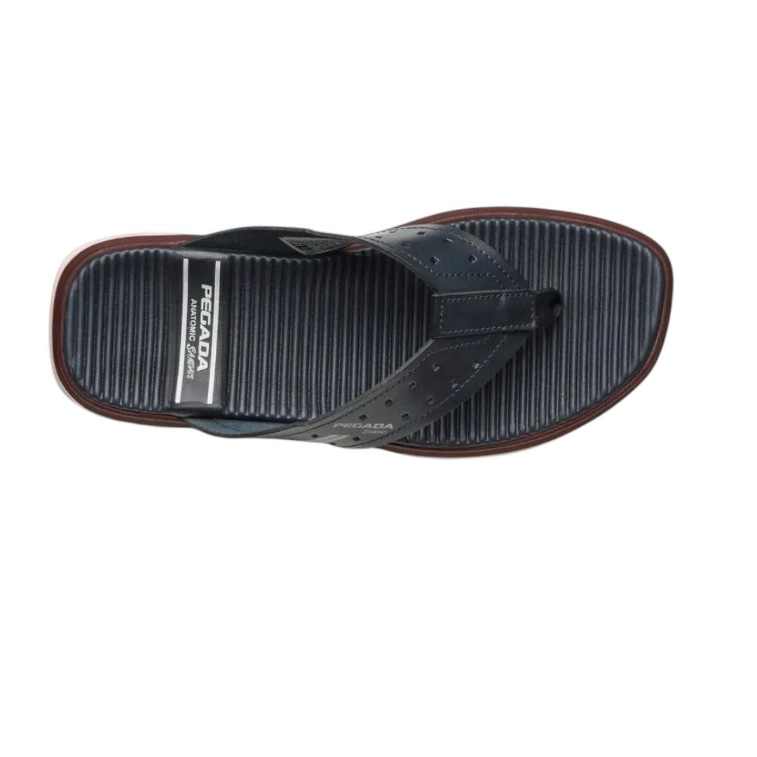 CHINELO PEGADA MASCULINO EM COURO CASUAL 134652-04 MARINHO Preto 3