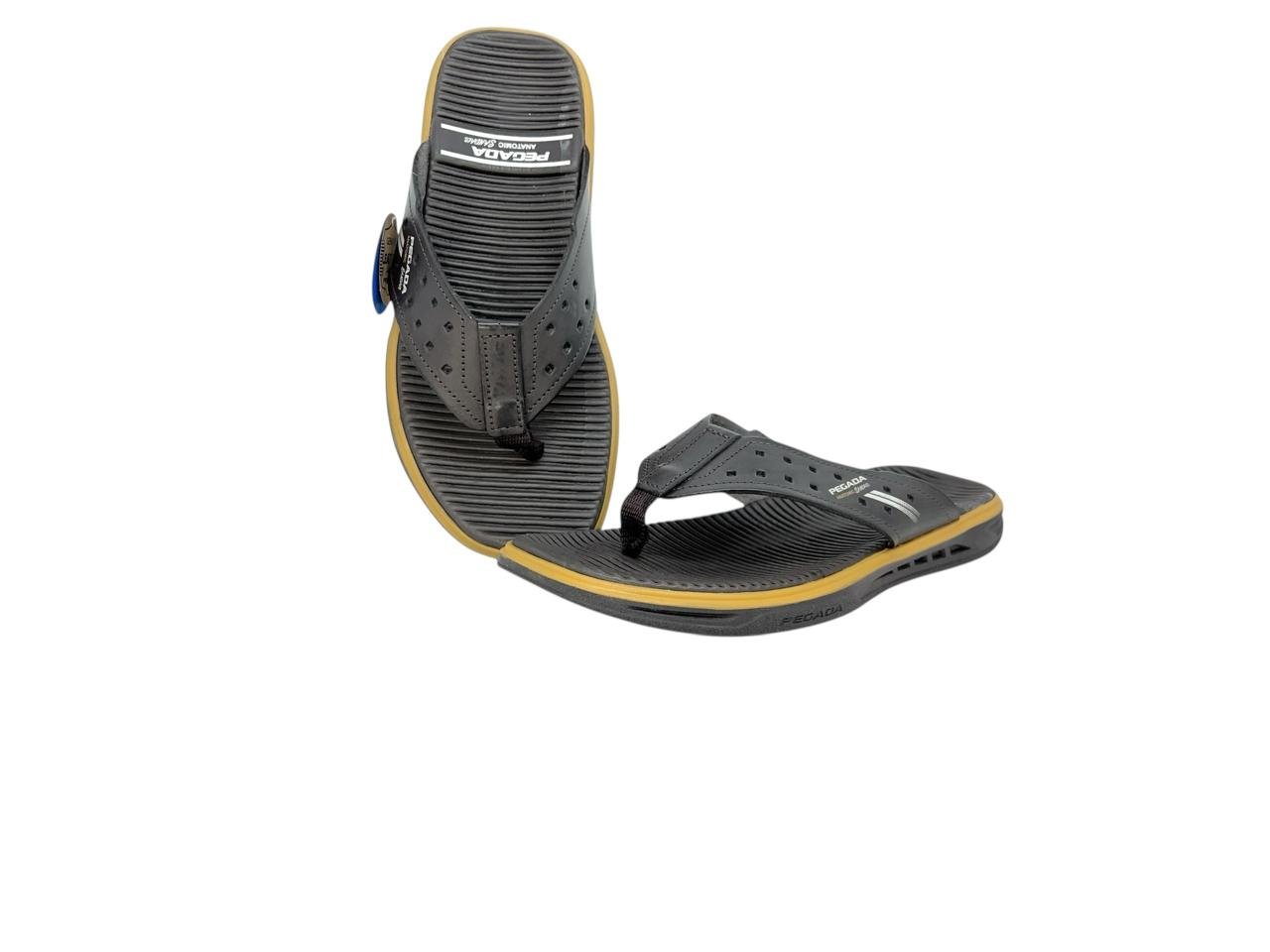 CHINELO PEGADA MASCULINO EM COURO CASUAL 134652-02 MARROM