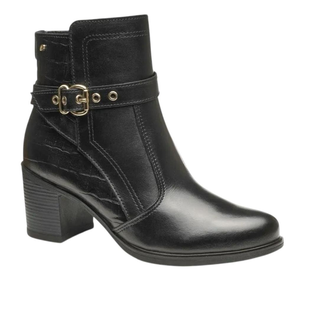 BOTA PEGADA FEMININO EM COURO CASUAL 280401-03 PRETO