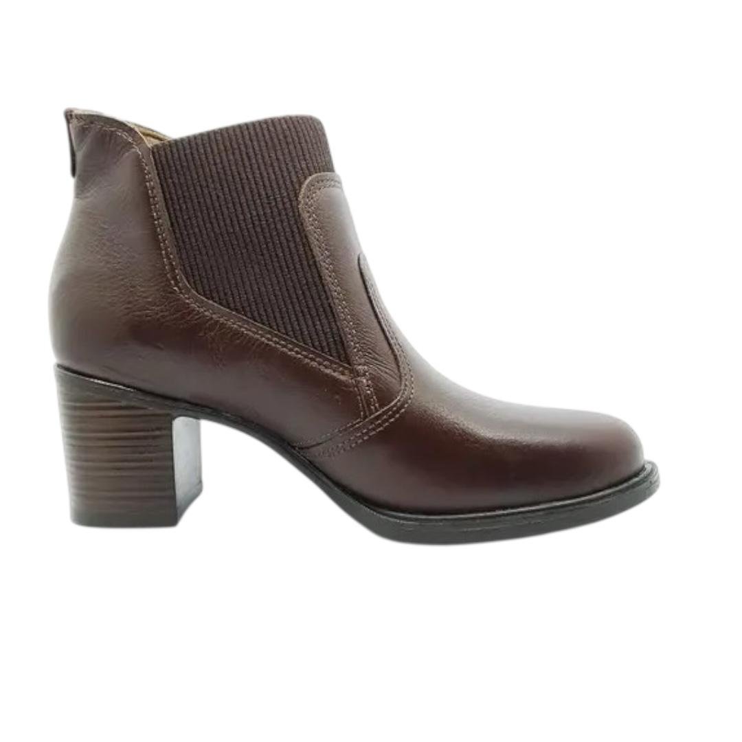 BOTA PEGADA FEMININA EM COURO CASUAL 280403-02 MARROM