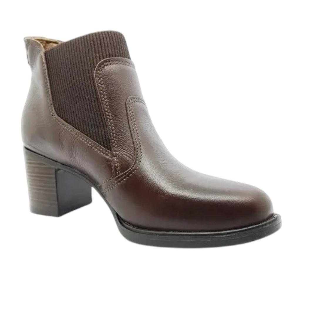 BOTA PEGADA FEMININA EM COURO CASUAL 280403-02 MARROM Marrom 2