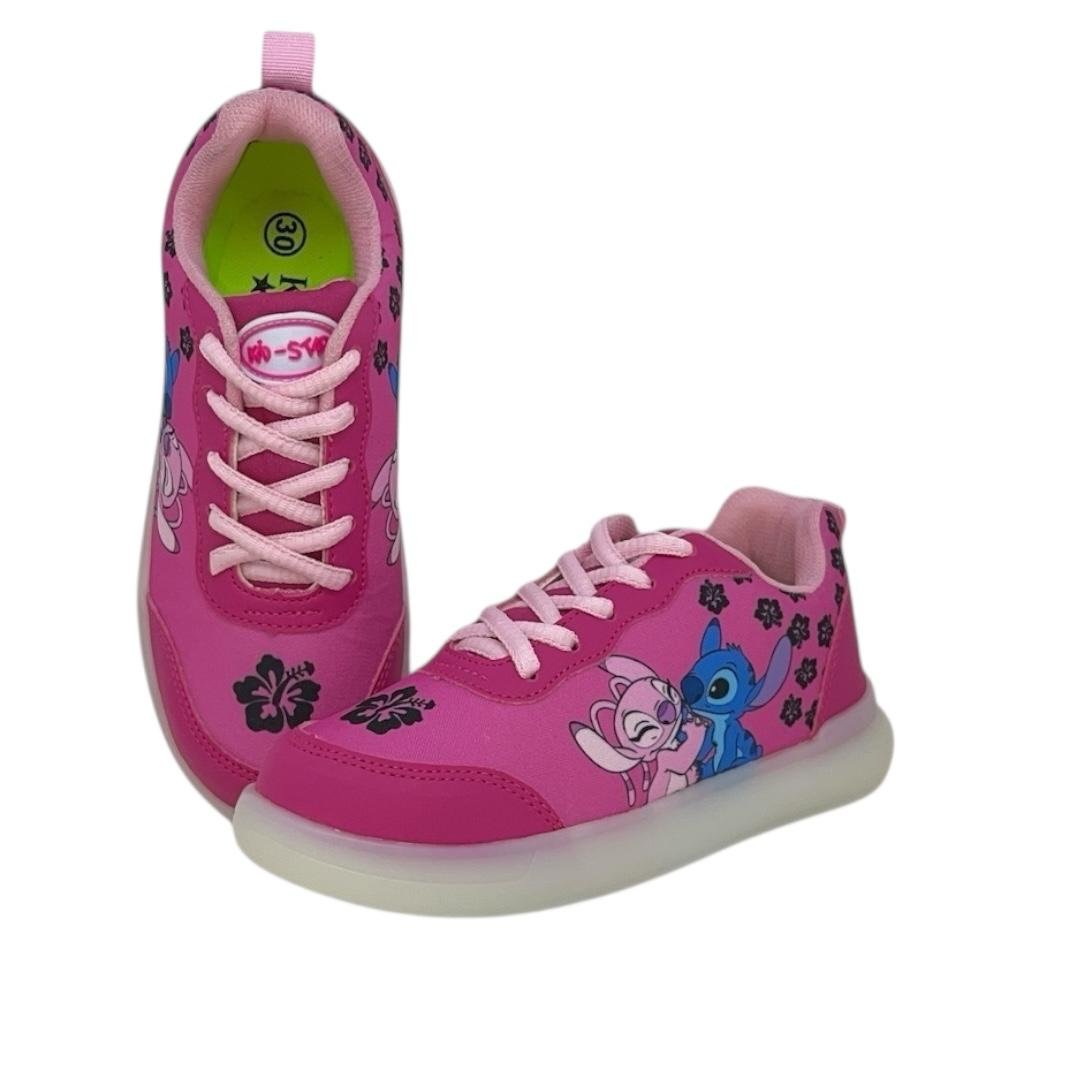 TENIS KID STAR INFANTIL MENINA LED CASUAL L20 STITCH PINK Rosa 3