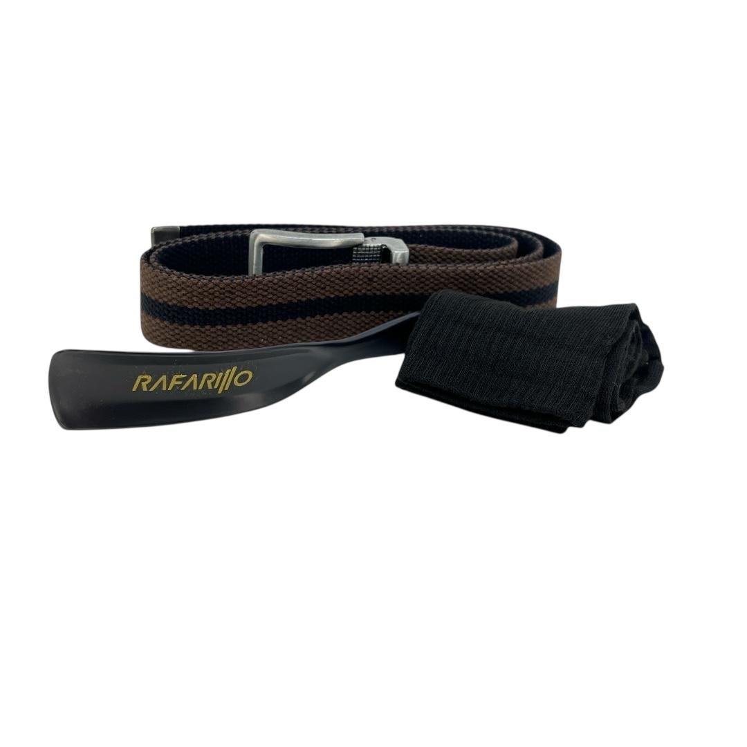 KIT SAPATO RAFARILLO MASCULINO MAIS CINTO MAIS MEIA MAIS CALCADEIRA CASUAL 9007-11T CAFE Café/Preto 5