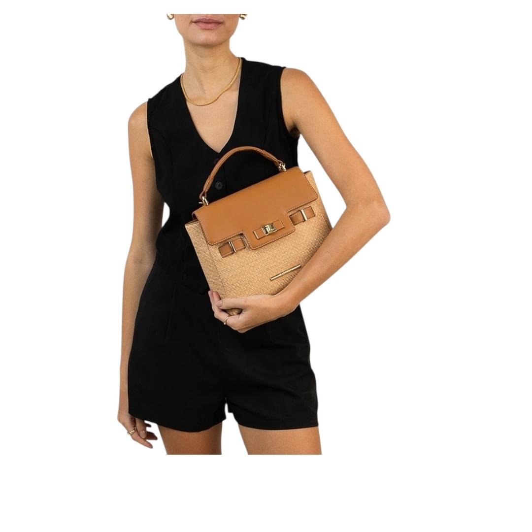 BOLSA RAFITTHY FEMININA CASUAL 28.16121A CARAMELO Bege 5