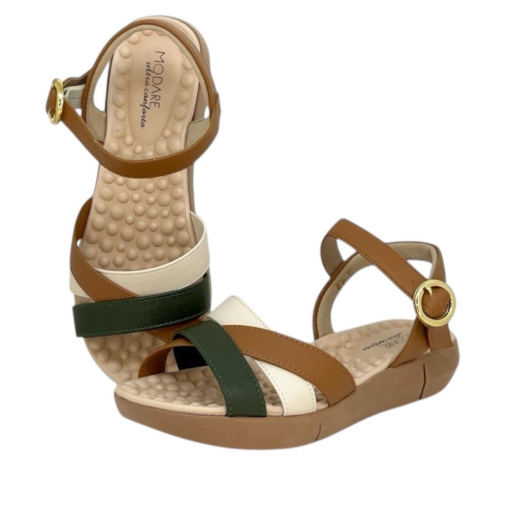 SANDALIA MODARE FEMININA FLATFORM CASUAL 7142.124 CARAMELO Marrom 3