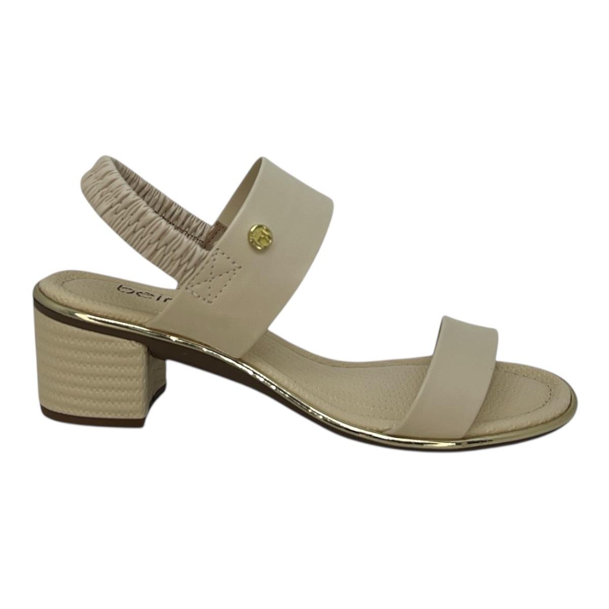 SANDALIA BEIRA RIO FEMININA SALTO BLOCO MEDIO CASUAL 8379.221 CREME