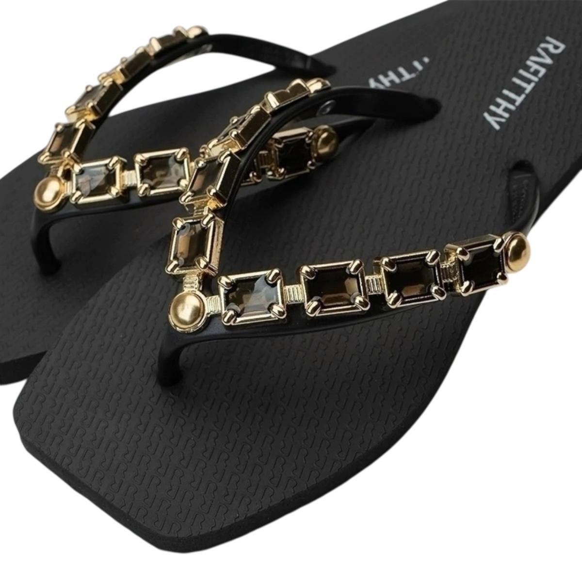 CHINELO RAFITTHY FEMININO DIAMOND CHARM CASUAL 249.25151 PRETO Preto 3