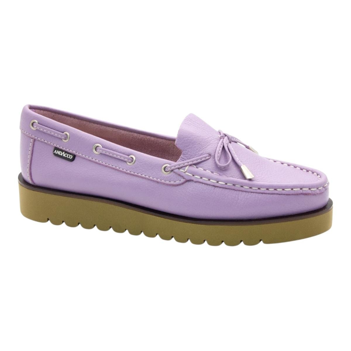 SAPATO ANDACCO MOCASSIM FEMININO EM COURO CASUAL 41104 LILAS