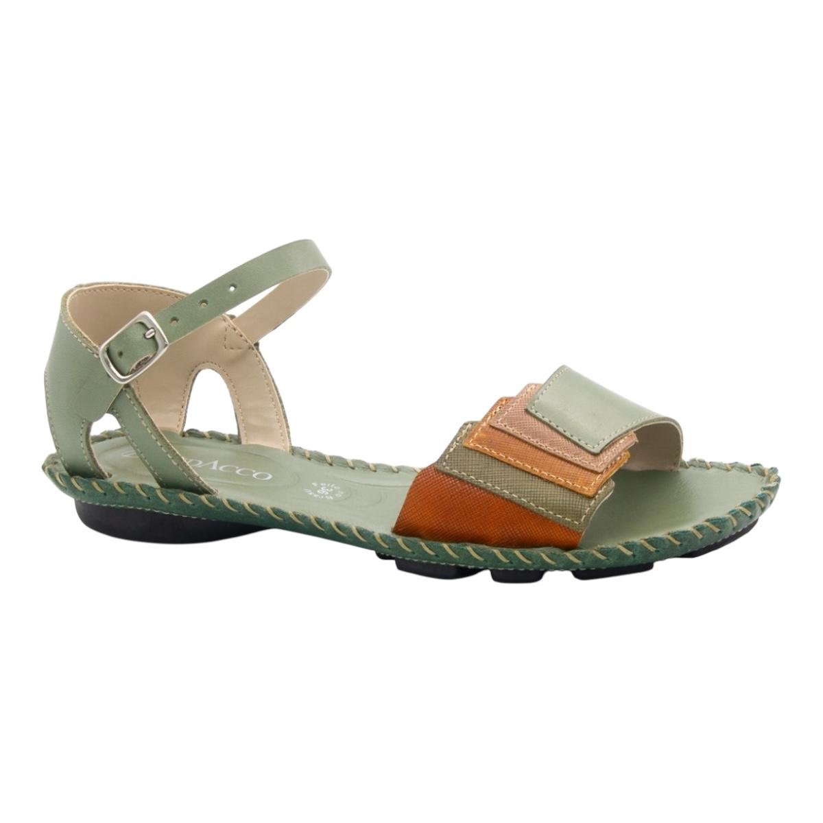 SANDALIA ANDACCO FEMININA EM COURO CASUAL 12392 VERDE