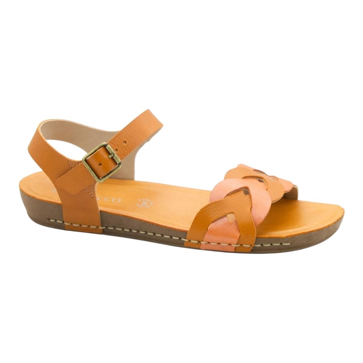 SANDALIA ANDACCO FEMININA EM COURO CASUAL 14271 CARAMELO