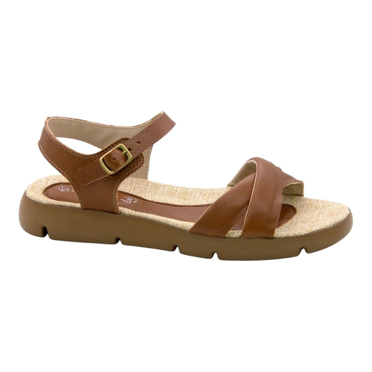 SANDALIA ANDACCO FEMININA EM COURO CASUAL 11100 MARROM