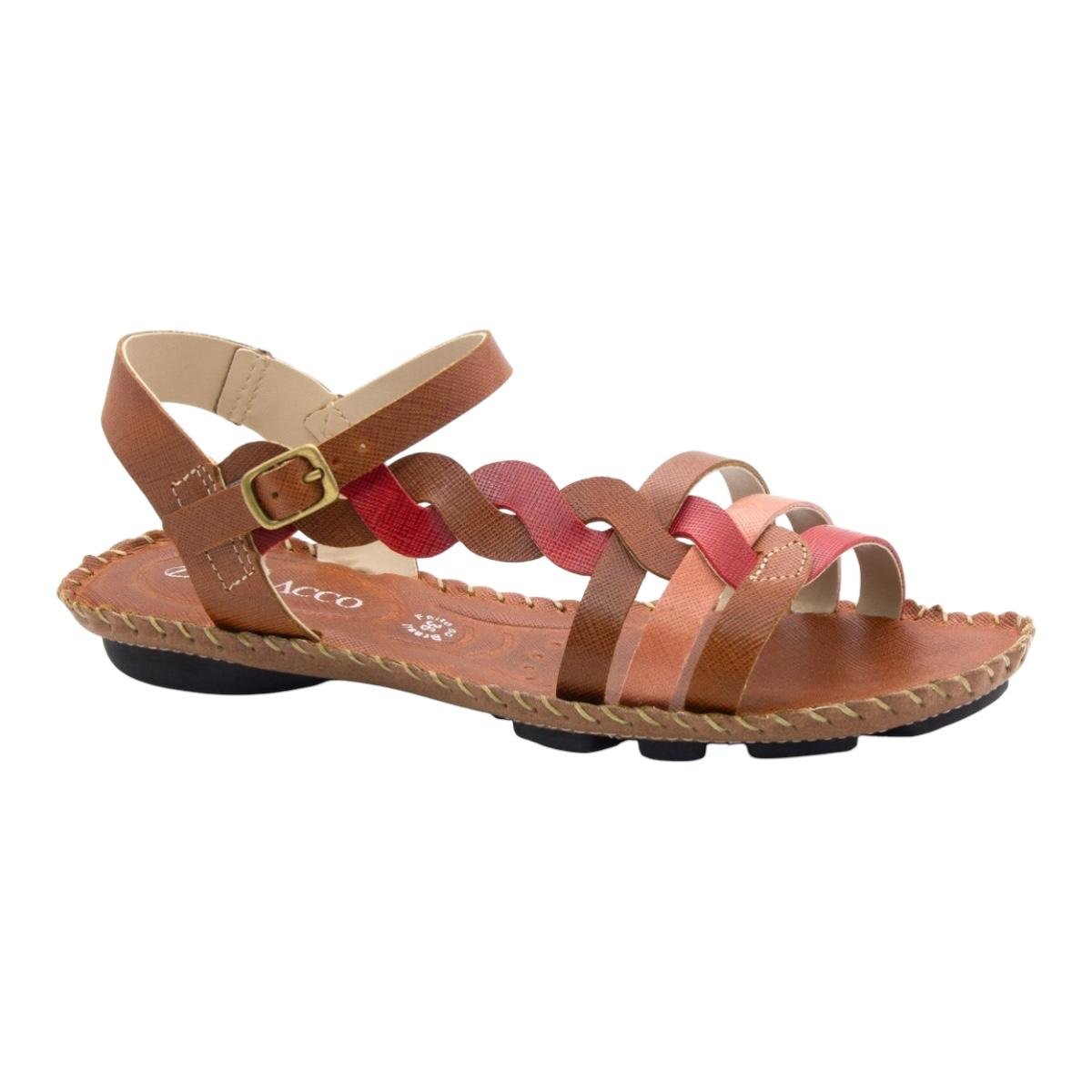 SANDALIA ANDACCO FEMININA EM COURO CASUAL 12394 MARROM