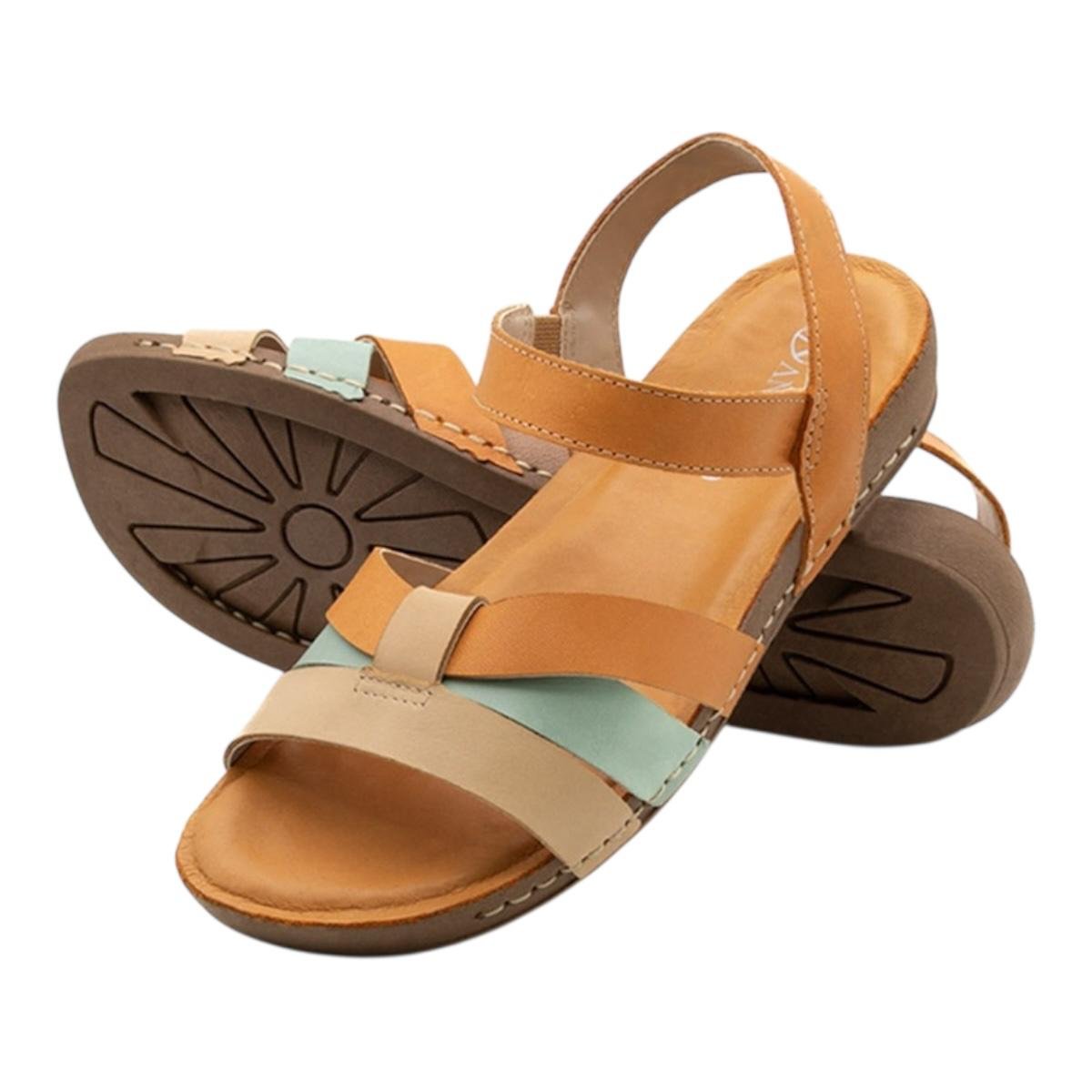 SANDALIA ANDACCO FEMININA EM COURO CASUAL 14281 LARANJA