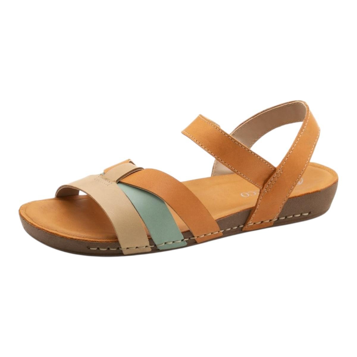 SANDALIA ANDACCO FEMININA EM COURO CASUAL 14281 LARANJA Laranja 2