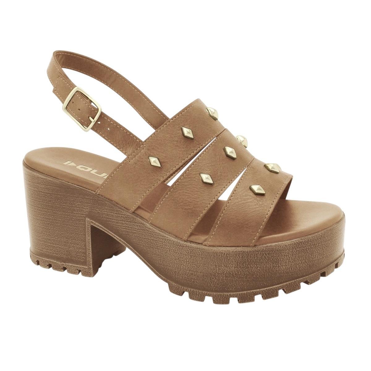 SANDALIA QUIZ FEMININA SALTO MEDIO PLATFORMA CASUAL 69-1935-09 CARAMELO