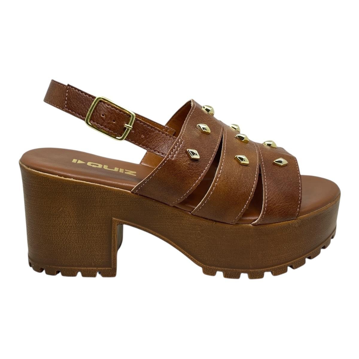 SANDALIA QUIZ FEMININA SALTO MEDIO PLATFORMA CASUAL 69-1935-09 CARAMELO Marrom 2