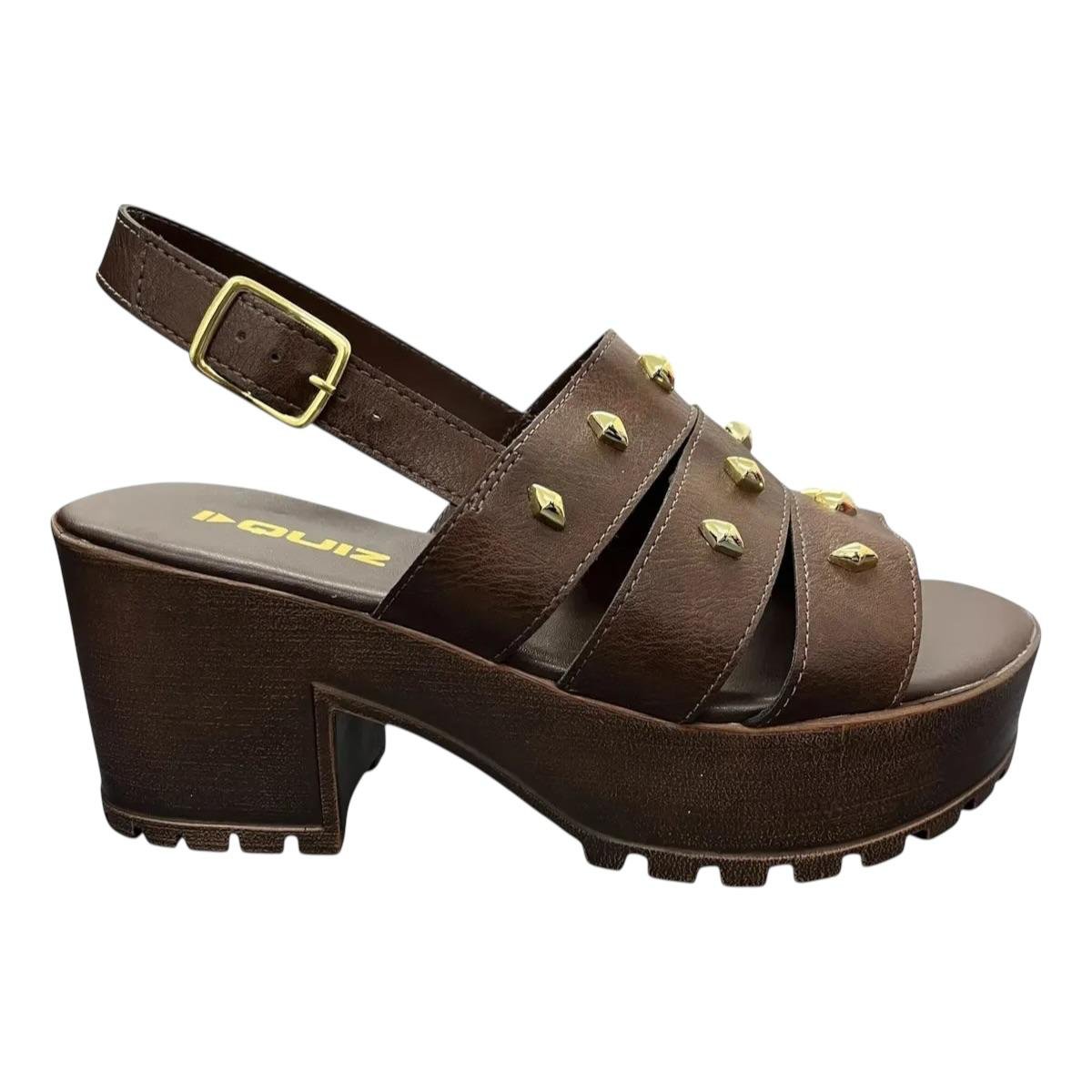 SANDALIA QUIZ FEMININA SALTO MEDIO PLATFORMA CASUAL 69-1935-09 MARROM
