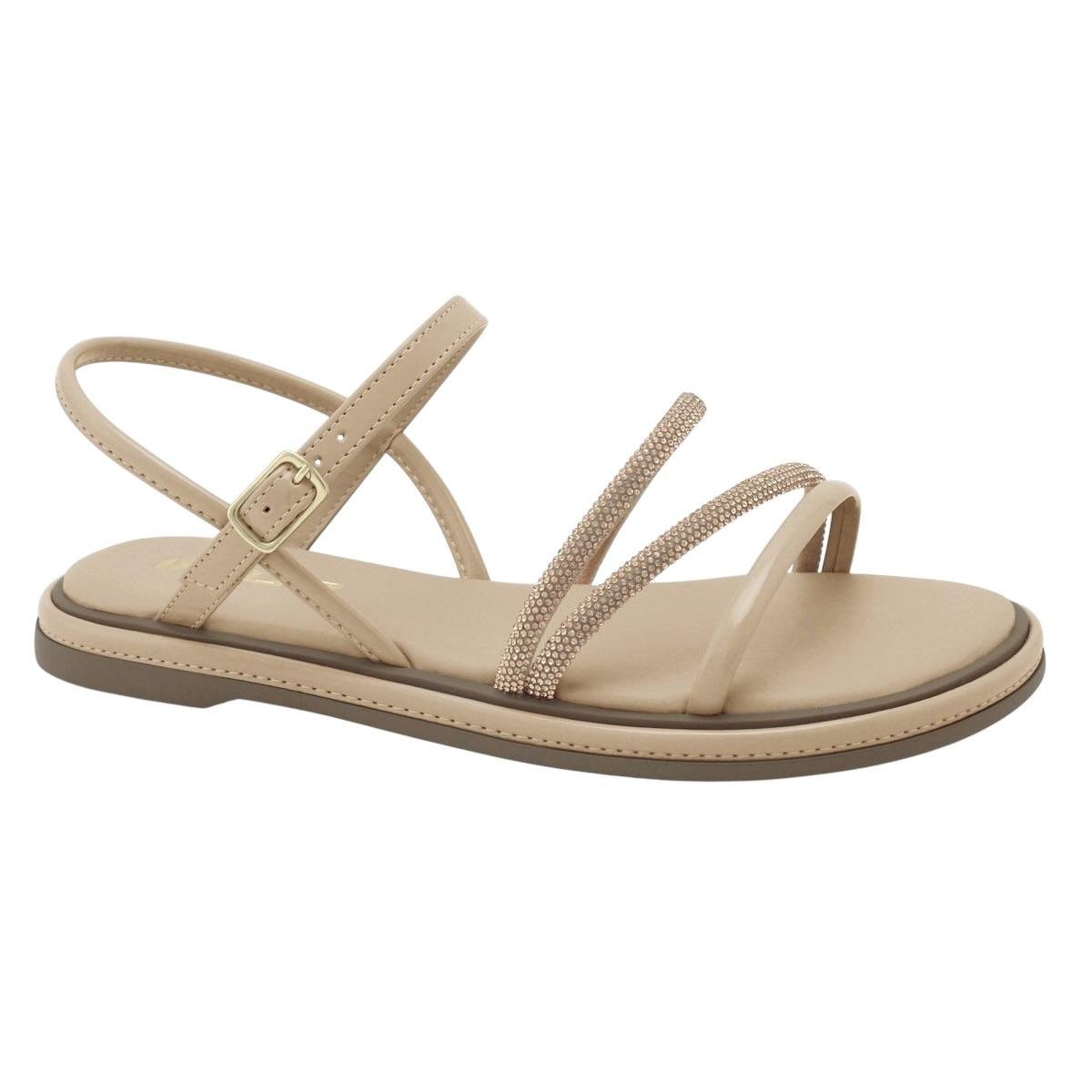 SANDALIA QUIZ FEMININA RASTEIRA STRASS CASUAL 69-1931-55 NUDE