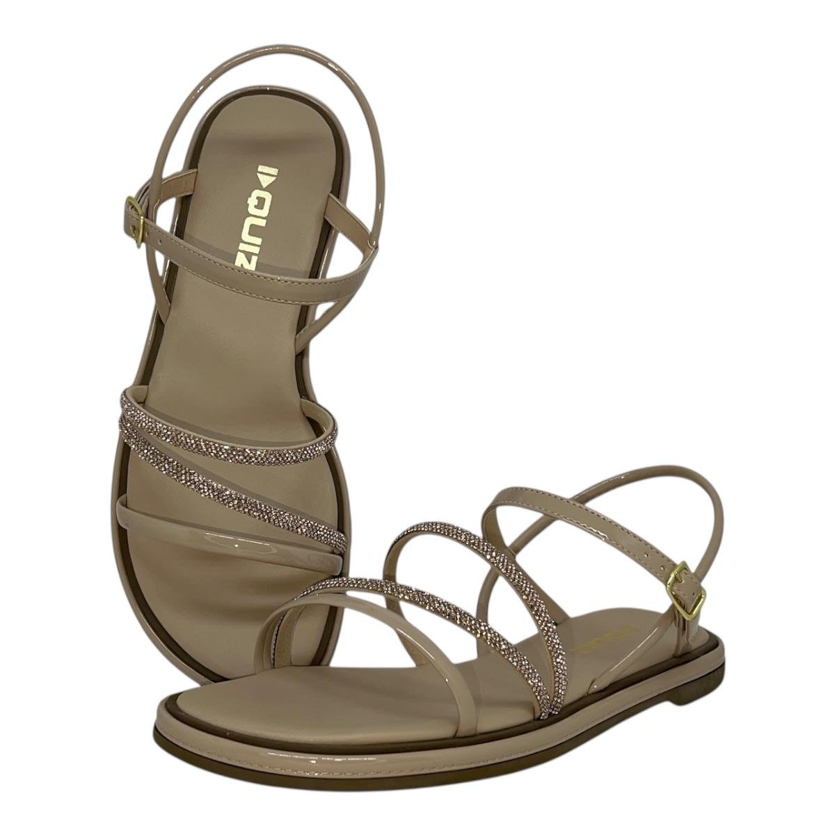 SANDALIA QUIZ FEMININA RASTEIRA STRASS CASUAL 69-1931-55 NUDE Bege 3