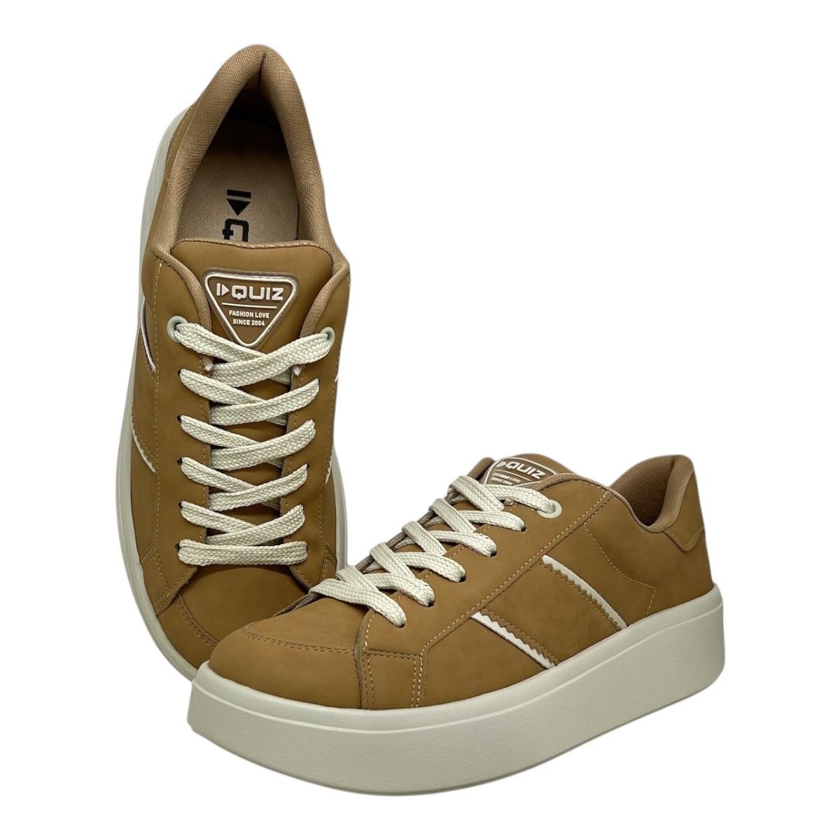 TENIS QUIZ FEMININO PLATAFORMA CASUAL 69-1977-12 NUDE Marrom 3