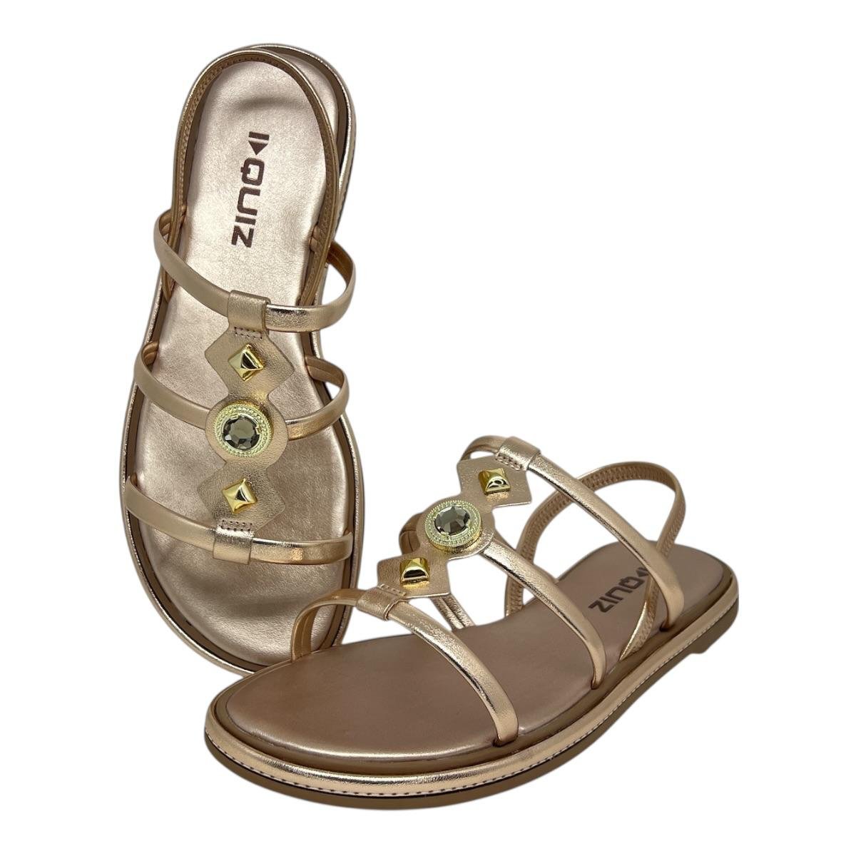 SANDALIA QUIZ FEMININA RASTEIRA CASUAL 69-1931-64 OURO Dourado 3