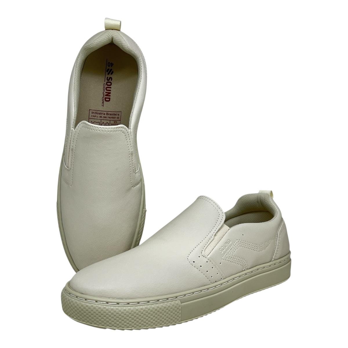 SAPATENIS SOUND MASCULINO SLIP ON CASUAL SI387 OFF WHITE Branco 3
