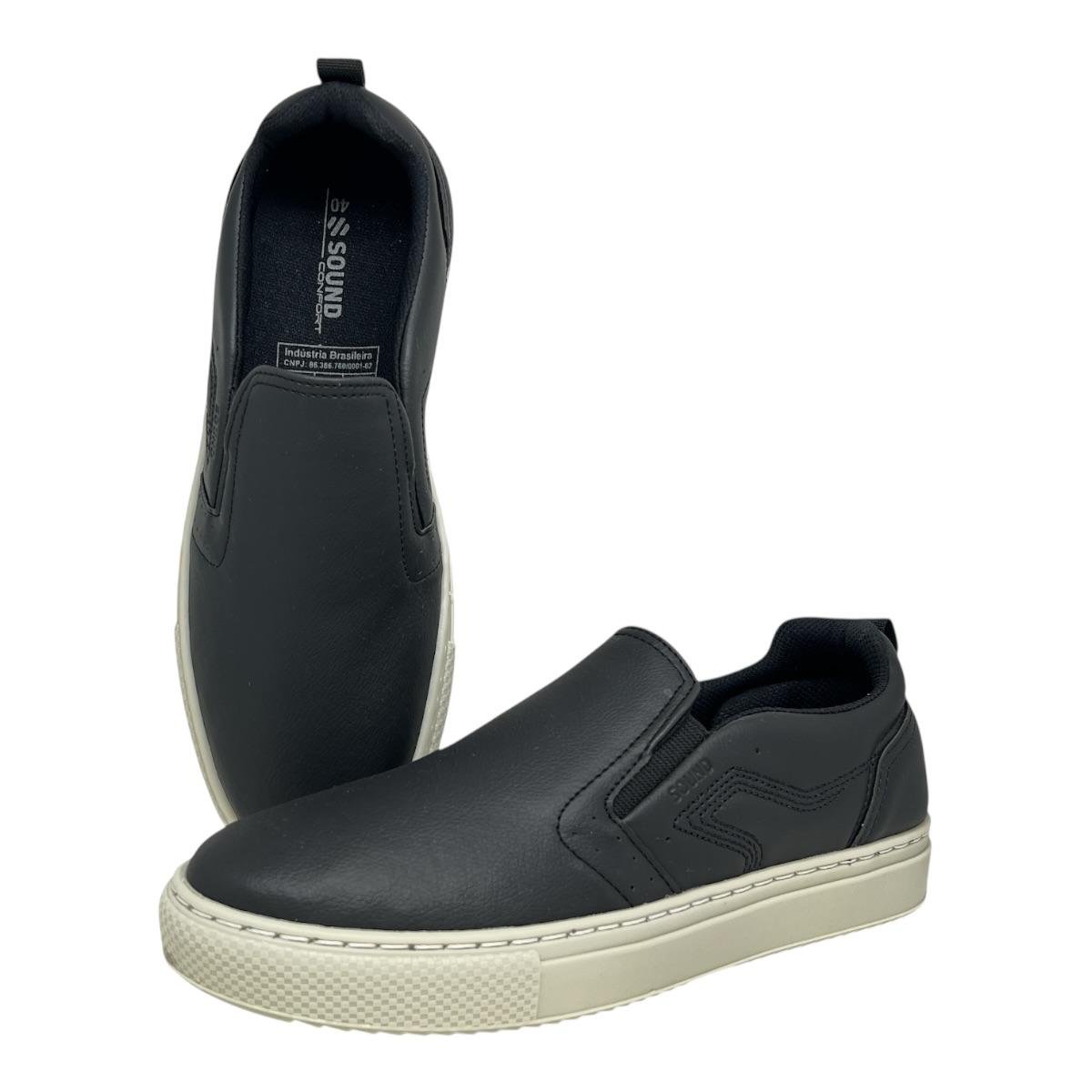 SAPATENIS SOUND MASCULINO SLIP ON CASUAL SI387 PRETO Preto 3