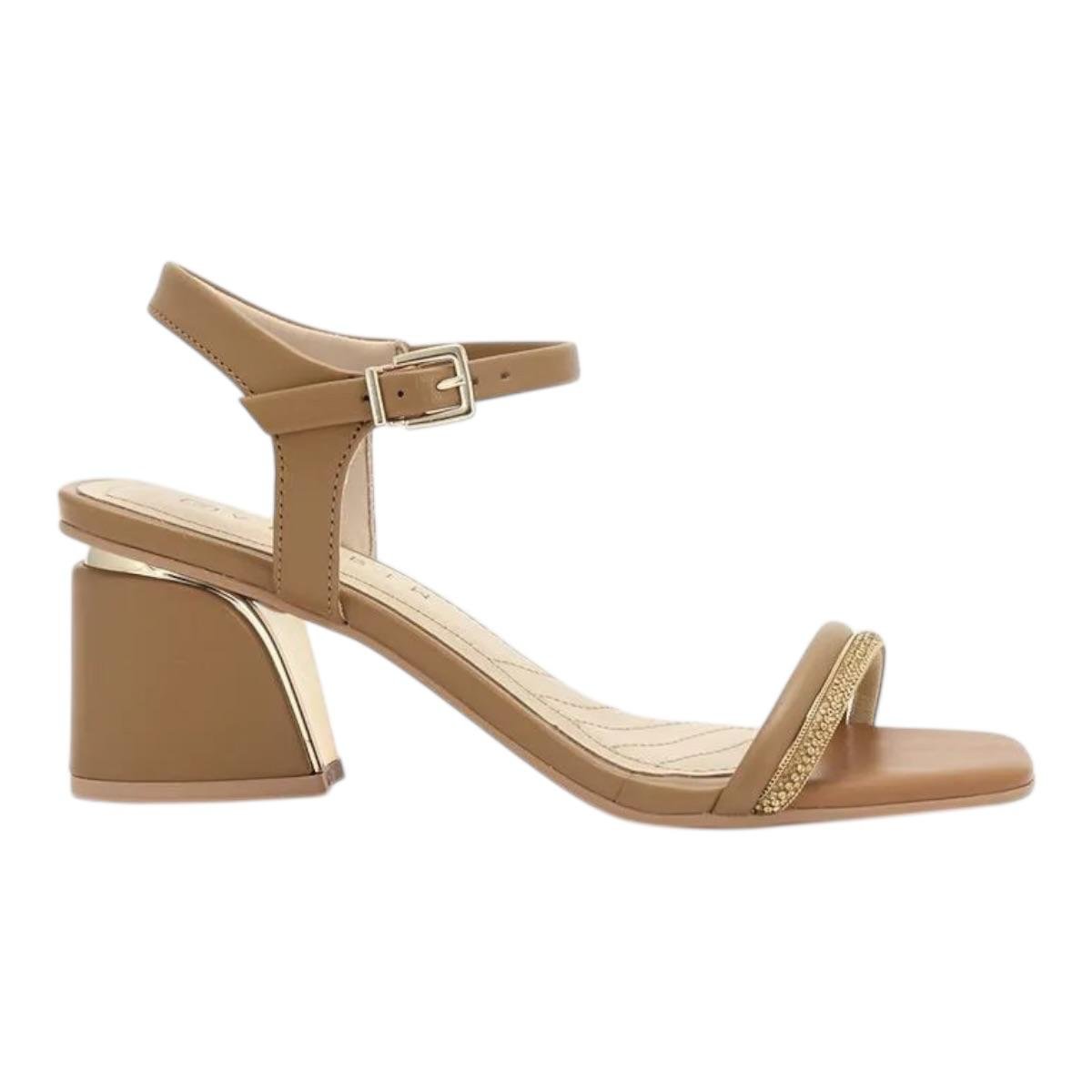 SANDALIA RAMARIM FEMININA SALTO MEDIO CASUAL 24-28202 CARAMELO