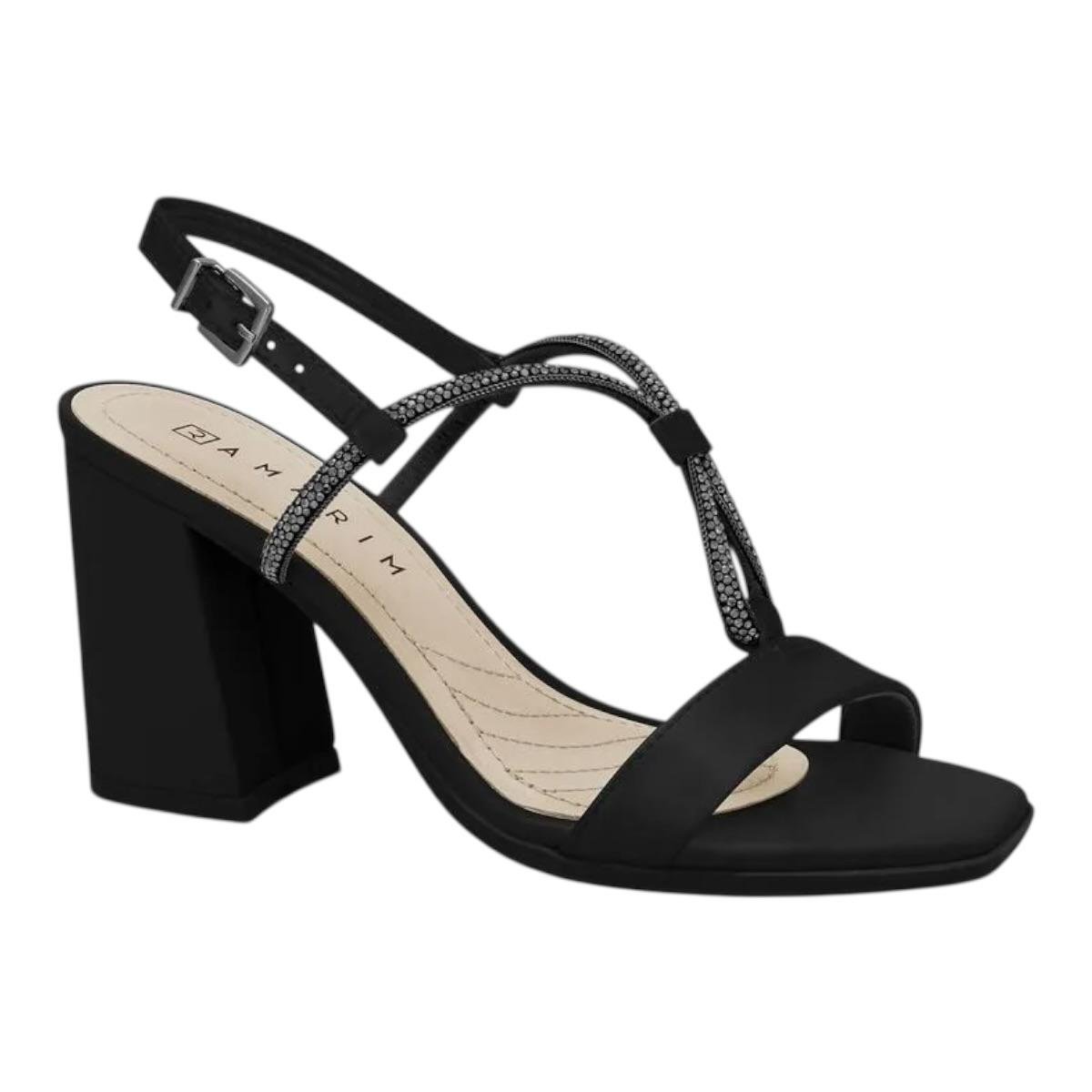 SANDALIA RAMARIM FEMININA SALTO MEDIO CASUAL 24-41201 PRETO Preto 1