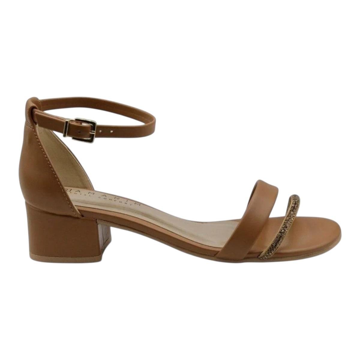 SANDALIA RAMARIM FEMININA SALTO MEDIO CASUAL 24-5208 CARAMELO