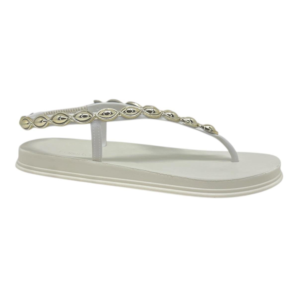 SANDALIA MISS LOVE FEMININA PLATAFORMA CASUAL PR-210 OFF WHITE Branco 2
